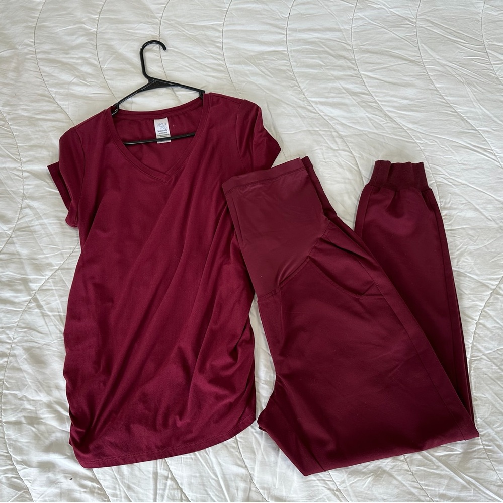 Figs Women's Maternity Jogger scrub pants + Time and Tru maternity top